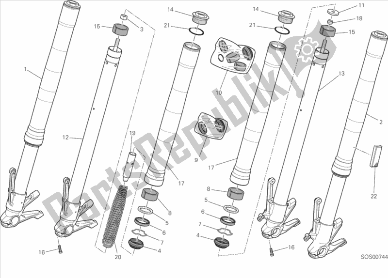 Todas las partes para 21a - Horquilla Delantera de Ducati Monster 821 Dark Thailand 2015